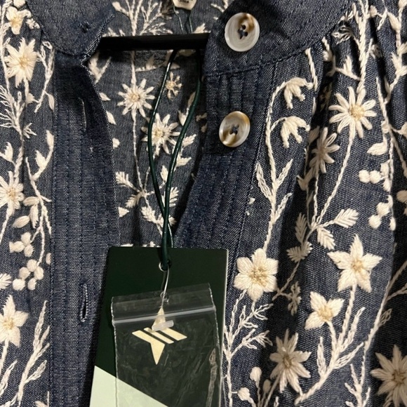 Tuckernuck embroidery Meadows dress XXL Chambray Prescott dress NWT sh sleeve - Picture 2 of 7